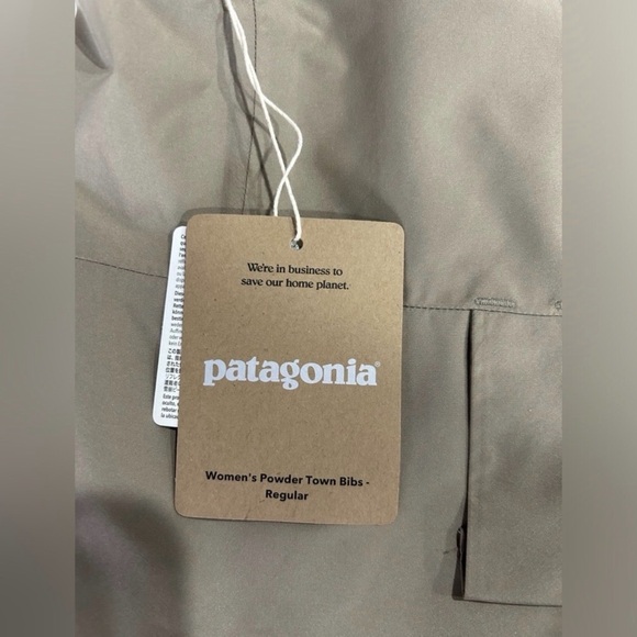 Patagonia Women's Large Powder Town Ski Bibs Seabird Grey NWT Snow Snowboard - Picture 4 of 5